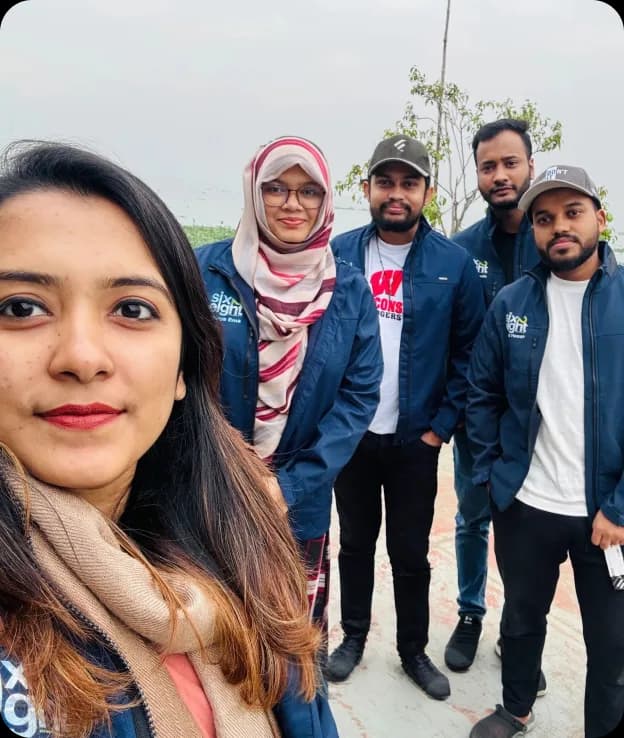 six2eight creative agency team posing together outdoors