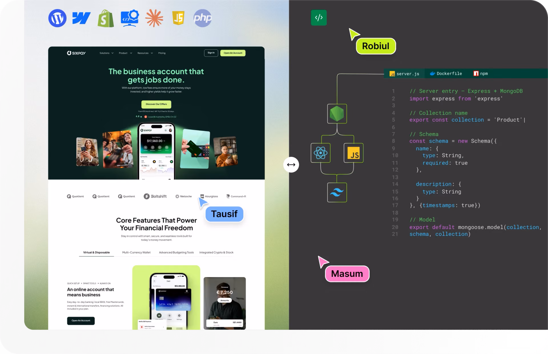 Custom full-stack web application development and responsive frontend coding