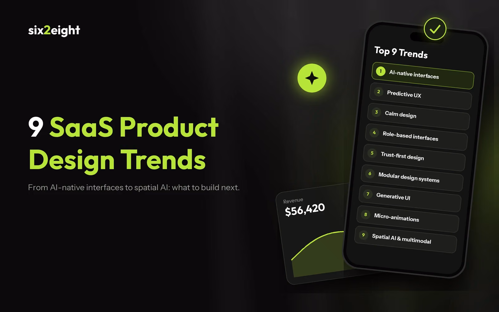 9 SaaS product design trends, from AI-native interfaces and calm design to generative UI and spatial AI